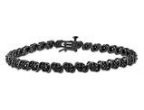 1.00 Carat (ctw) Black Diamond Tennis Bracelet in Black Plated Sterling Silver (7.25 Inches)